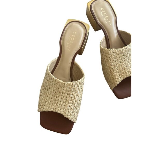CECELIA NEW YORK Straw Gold Block Heels Sandals Size 10 - Picture 9 of 13